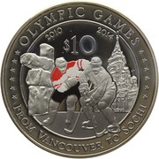 10 Dollars - Elizabeth II Ice Hockey, Cook Islands, 2010 reverse image