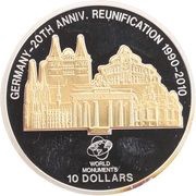 10 Dollars - Elizabeth II German reunification, Cook Islands, 2010 reverse image