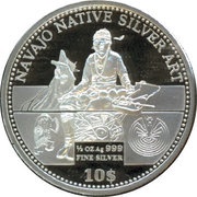 10 Dollars - Elizabeth II Navajo Native Silver Art, Cook Islands, 2011 reverse image