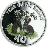10 Dollars - Elizabeth II Two Rabbits, Cook Islands, 2011 reverse image
