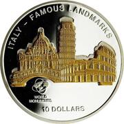10 Dollars - Elizabeth II Italy: Famous Landmarks, Cook Islands, 2011 reverse image