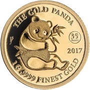 10 Dollars - Elizabeth II Gold Panda, Cook Islands, 2017 reverse image