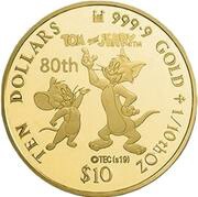 10 Dollars - Elizabeth II Tom and Jerry, Cook Islands, 2020 reverse image