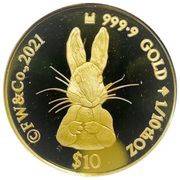 10 Dollars - Elizabeth II Peter Rabbit, Cook Islands, 2021 reverse image