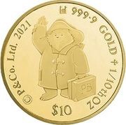 10 Dollars - Elizabeth II Paddington Bear, Cook Islands, 2021 reverse image