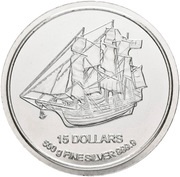 15 Dollars - Elizabeth II Bounty, Cook Islands, 2012 reverse image
