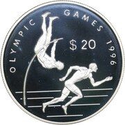 20 Dollars - Elizabeth II Olympic Games 1996, Cook Islands, 1993 reverse image