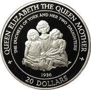20 Dollars - Elizabeth II 1936 Queen Mother and Daughters, Cook Islands, 1994 reverse image