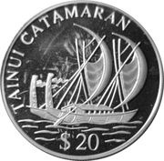 20 Dollars - Elizabeth II Tainui Catamaran, Cook Islands, 1995 reverse image
