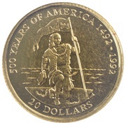 20 Dollars - Elizabeth II 500 years of America, Cook Islands, 1995 reverse image