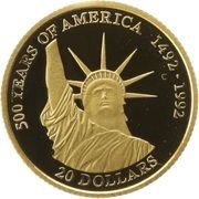 20 Dollars - Elizabeth II Statue of Liberty, Cook Islands, 1995 reverse image