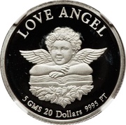 20 Dollars - Elizabeth II Love Angel, Cook Islands, 1997 reverse image