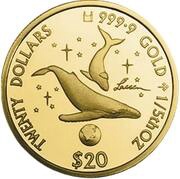 20 Dollars - Elizabeth II Whales, Cook Islands, 2001 reverse image