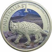 1 Dollar - Elizabeth II 4th Portrait - Mammal Fossil Sites, Australia, 2011 reverse image