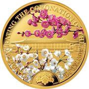 20 Dollars - Elizabeth II Red and White Plum Blossoms in the Courtyard, Cook Islands, 2019 reverse image