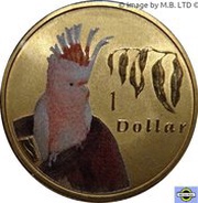 1 Dollar - Elizabeth II 4th Portrait - Air Series - Major Mitchell Cockatoo, Australia, 2011 reverse image