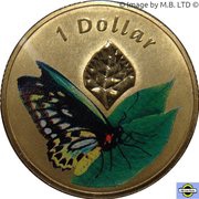 1 Dollar - Elizabeth II 4th Portrait - Air Series - Cairns Birdwing, Australia, 2011 reverse image