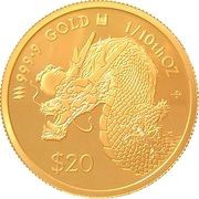20 Dollars - Charles III Dragon, Cook Islands, 2024 reverse image