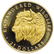 25 Dollars - Elizabeth II Bison, Cook Islands, 1990 reverse image