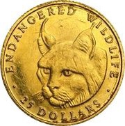 25 Dollars - Elizabeth II Lynx, Cook Islands, 1990 reverse image