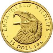 25 Dollars - Elizabeth II Eagle, Cook Islands, 1990-1997 reverse image