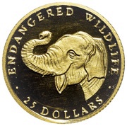 25 Dollars - Elizabeth II Elephant, Cook Islands, 1990-1997 reverse image