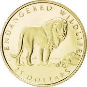 25 Dollars - Elizabeth II Lion, Cook Islands, 1992 reverse image