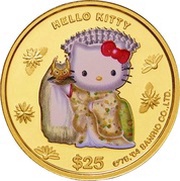 25 Dollars - Elizabeth II Hello Kitty, Cook Islands, 2004 reverse image