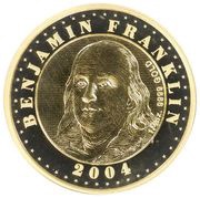25 Dollars - Elizabeth II Benjamin Franklin Stamp, Cook Islands, 2004 reverse image