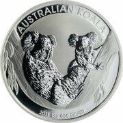1 Dollar - Elizabeth II 4th Portrait - Koala - Silver Bullion Coin, Australia, 2011 reverse image