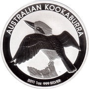 1 Dollar - Elizabeth II 4th Portrait - Australian Kookaburra, Australia, 2011 reverse image