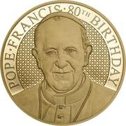 25 Dollars - Elizabeth II Pope Francis 80th Birthday, Cook Islands, 2016 reverse image