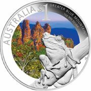 1 Dollar - Elizabeth II 4th Portrait - Greater Blue Mountains - Frog, Australia, 2011 reverse image