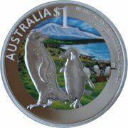 1 Dollar - Elizabeth II 4th Portrait - Heard and McDonald Islands - Penguin, Australia, 2011 reverse image