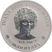 30 Dollars - Elizabeth II Diana, Princess of Wales, Cook Islands, 1997 reverse image