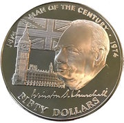 50 Dollars - Elizabeth II Winston Churchill, Cook Islands, 1974 reverse image