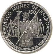 50 Dollars - Elizabeth II Vasco Nuñez de Balboa, Cook Islands, 1988 reverse image