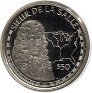 50 Dollars - Elizabeth II Sieur de la Salle, Cook Islands, 1988 reverse image