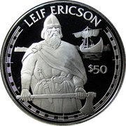 50 Dollars - Elizabeth II Leif Ericson, Cook Islands, 1988 reverse image