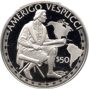 50 Dollars - Elizabeth II Amerigo Vespucci, Cook Islands, 1988 reverse image