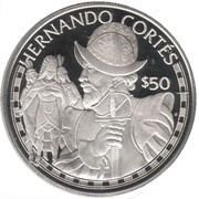 50 Dollars - Elizabeth II Hernando Cortés, Cook Islands, 1988 reverse image