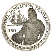 50 Dollars - Elizabeth II Abel Janszoon Tasman, Cook Islands, 1988 reverse image