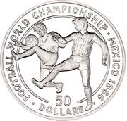 50 Dollars - Elizabeth II World Football Championship - Mexico 1986 reverse image
