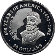 50 Dollars - Elizabeth II Ferdinand Magellan, Cook Islands, 1989-1991 reverse image