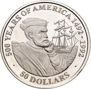 50 Dollars - Elizabeth II Jacques Cartier, Cook Islands, 1990 reverse image