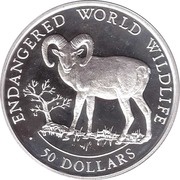 50 Dollars - Elizabeth II Bighorn sheep, Cook Islands, 1990 reverse image