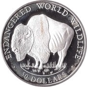 50 Dollars - Elizabeth II Buffalo, Cook Islands, 1990 reverse image