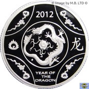 1 Dollar - Elizabeth II 4th Portrait - Year of the Dragon - Silver Proof, Australia, 2012 reverse image