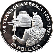 50 Dollars - Elizabeth II Inca prince, Cook Islands, 1990 reverse image