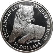 50 Dollars - Elizabeth II Tiger, Cook Islands, 1990 reverse image